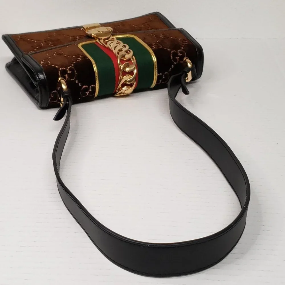 Authentic Gucci Sylvie GG Brown Shoulder Bag Luxury Designer Bag - Picture 6 of 16
